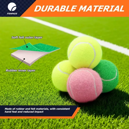 Miniatura 3 de Pelotas de tenis, paquete de 6 pelotas de tenis de práctica de alta elasticidad con bolsa de malla, ideal para principiantes, pelotas de ejercicio
