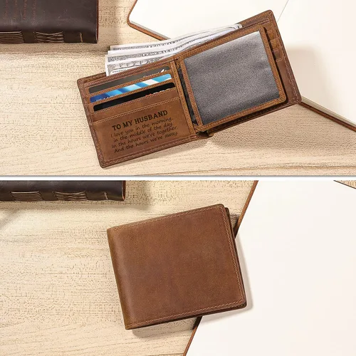 Miniatura 4 de kullder Billetera personalizada para hombres, carteras grabadas, regalos de cuero para marido de parte de la esposa, billetera personalizada