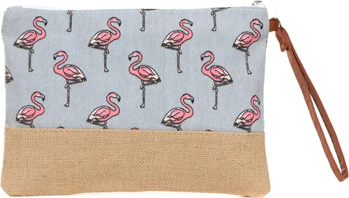 Miniatura 19 de Leisureland Bolsa de cosméticos de dos tonos de lona de algodón maquillaje bolsa de embrague, rojo (Buffalo Plaid Red)