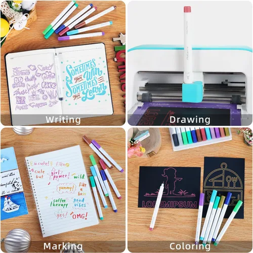 Miniatura 5 de REALIKE Bolígrafos metálicos compatibles con Cricut Joy/Xtra, juego de 12 rotuladores multicolor (punta de 1.0)