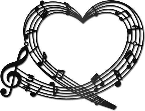 Miniatura 11 de CREATCABIN Notas musicales de metal para decoración de pared, letreros de pared negros para colgar en hierro, escultura de adorno de metal