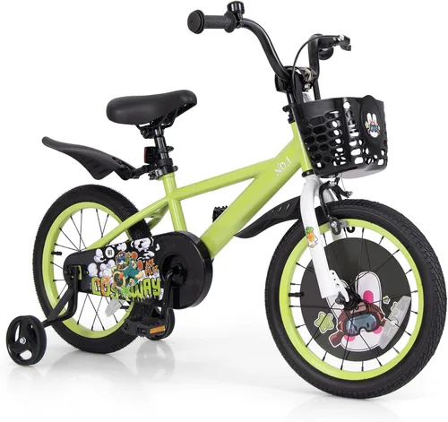 Miniatura 17 de BABY JOY Rabbit Pilot - Bicicleta deportiva para niños, 12, 14, 16, 18 pulgadas, bicicleta infantil para 3-8 años con altura ajustable, ruedas