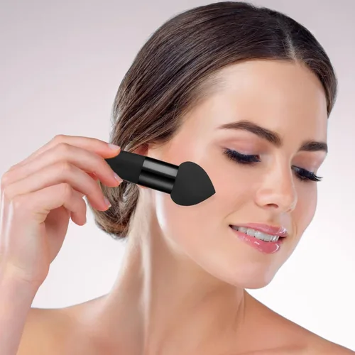 Miniatura 5 de Sibba Juego de 3 esponjas de maquillaje, corrector de base, soplo de mezcla con mango aplicador de cepillo en ángulo, embalaje portátil para cara