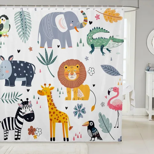 Miniatura 24 de Cortina de ducha de frutas y sandía, juego de cortina de ducha para niños y adultos, bonita cortina de baño de papaya, limón, pitaya, caricaturas