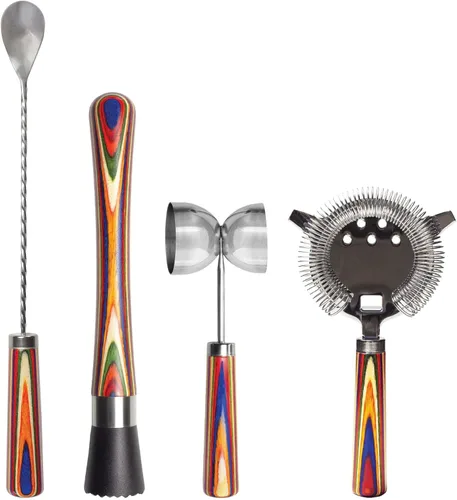 Totally Bamboo Baltique Marrakesh - Kit de barman de 4 piezas, juego de regalo de barman con herramientas esenciales de accesorios de barra, incluye