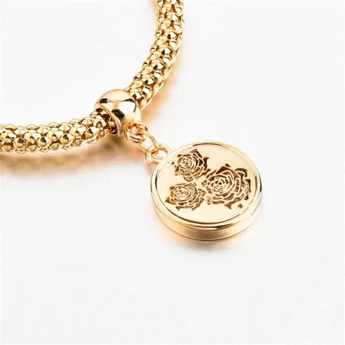 Miniatura 6 de SILANER Pulseras multicapa con dijes de cristal, 3 pulseras de cadena de maíz de oroplataoro rosa para mujer, pulsera elástica en forma de corazón