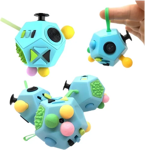 Miniatura 3 de Cubo de juguetes para aliviar el estrés y la depresión ansiosa, cubo de 12 lados para niños y adultos con TDAH, TDA, TOC, autismo, juguete creativo