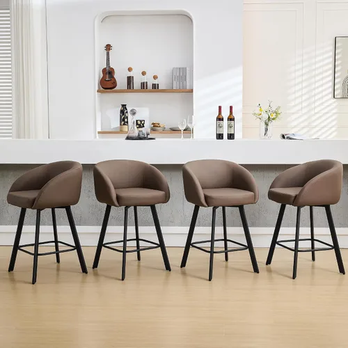 Miniatura 7 de FIRAVOE Juego de 2 taburetes de bar, taburetes de bar giratorios de altura de mostrador de 26", con respaldo y reposabrazos, taburetes de bar
