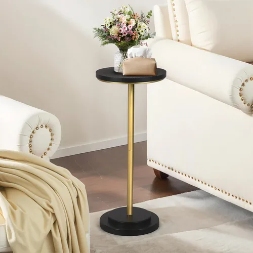 Miniatura 18 de COVLON Mesa de bebidas, mesa de Martini tallada, mesa auxiliar pequeña, mesa de pedestal con base pesada para sala de estar, dormitorio, espacio