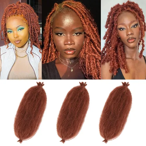 Miniatura 14 de Cabello Afro Twist Elástico de 16 pulgadas, Cabello Kinky para Trenzar, Cabello Marley Twist para Crochet 2# Pre Esponjado, Cabello Spring Twists