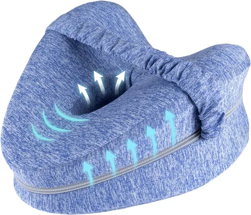 Almohada de rodilla para las personas que duermen de lado, almohada de pierna para dormir, almohada de rodilla con correa, almohada de alineación