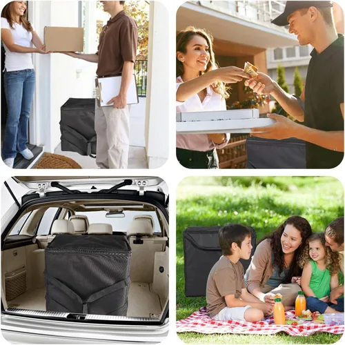 Miniatura 6 de Bolsa de entrega térmica térmica con asa – Calentador portátil de alimentos para microondas, bolsa de entrega de alimentos plegable de 12 V