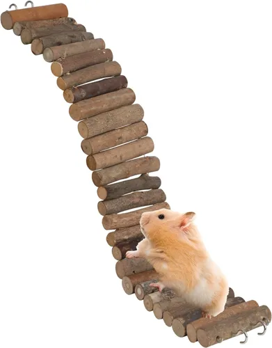 Miniatura 11 de SIMENA Perca de escalera para pájaros, soporte de loro de madera natural, juguete de escalada de hámster, escalera de jaula de pájaros para pájaros