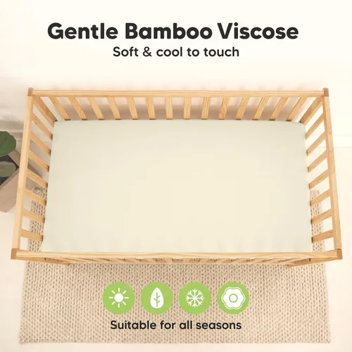 Miniatura 4 de Paquete de 2 sábanas impermeables para cuna de bebé para niños y niñas - 52x28 sábanas para cama de niño pequeño de viscosa derivada de bambú