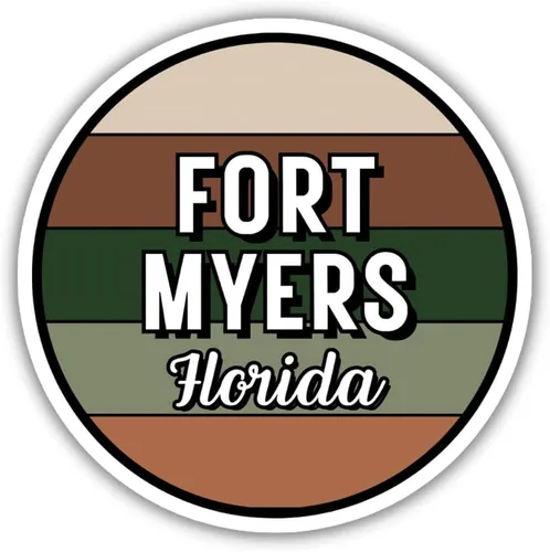 Fort Myers Florida Travel Sticker, 2.5" Multiple Colors, Laptop Water Bottle Planner Journal, Collectible Places I've Been, Luggage Decal (Earth)