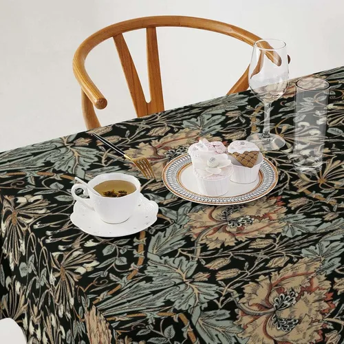 Miniatura 96 de Mantel Floral Retro de Pájaros, Diseño Original Bohemio William Morris Estampado Cubierta de Mesa para Hogar Picnic Fiesta Comedor Cocina William