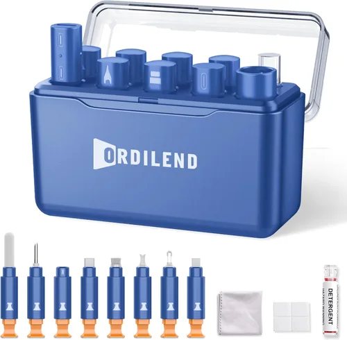 Miniatura 11 de Ordilend Kit de limpieza para iPhone para limpiador de puerto de carga, multiherramienta de reparación de limpiador de iPhone, cable Lightning, kit