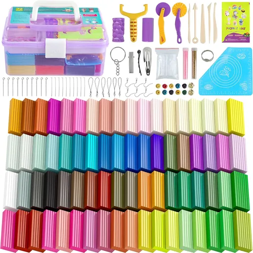 Arcilla Polimérica de 72 Colores, Arcilla de Modelar para Conjuntos Infantiles - Incluye Herramientas de Escultura y Accesorios con Estuche de 72