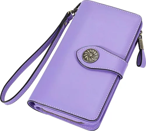 Miniatura 6 de Travelambo Cartera de mujer con bloqueo RFID para tarjetas de crédito, cartera de cuero de gran capacidad