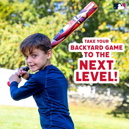 Miniatura 9 de Franklin Sports Juego de bate de béisbol de plástico para niños + pelotas – Juego de bate y pelota de juguete MLB Slammin' para niños – Bate