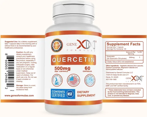 Miniatura 2 de Genex Formulas Quercetina 500mg (60 cápsulas) sin OMG, sin gluten (paquete de 3)