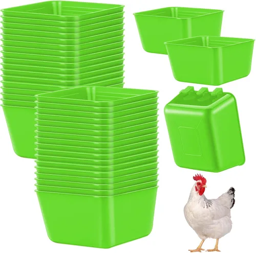 Miniatura 11 de Maxdot 20 piezas de tazas de jaula para comedero de pollo, regaderas para aves de 16 oz, comederos para pájaros colgantes, jaula para conejos, tazón