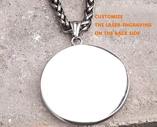 Miniatura 3 de Collar de pentagrama punk de titanio de acero inoxidable con dije de estrella de pentáculo, collar personalizado contra el mal de ojo para hombres