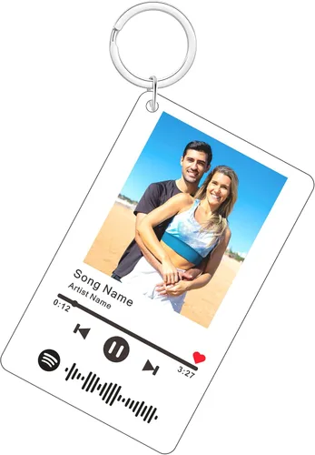 Miniatura 26 de Llavero personalizado de Spotify con imagen, llavero acrílico personalizado para fotos, llavero de código de canción de música de Spotify escaneable