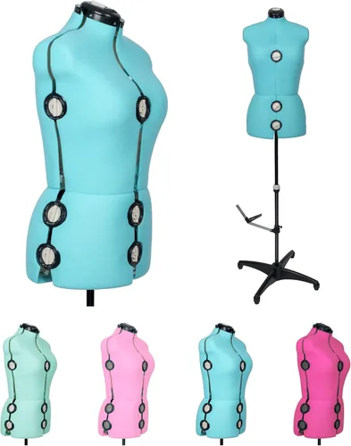 Miniatura 17 de BHD BEAUTY Beige 13 Dials Maniquí femenino ajustable de tela con forma para costura, torso de maniquí con soporte de trípode, hasta 70" de altura