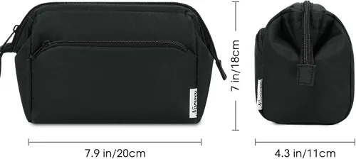 Miniatura 6 de Narwey Bolsa de maquillaje para mujer, bolsa de maquillaje de gran apertura, bolsa de cosméticos de viaje, bolsa organizadora de artículos de Negro