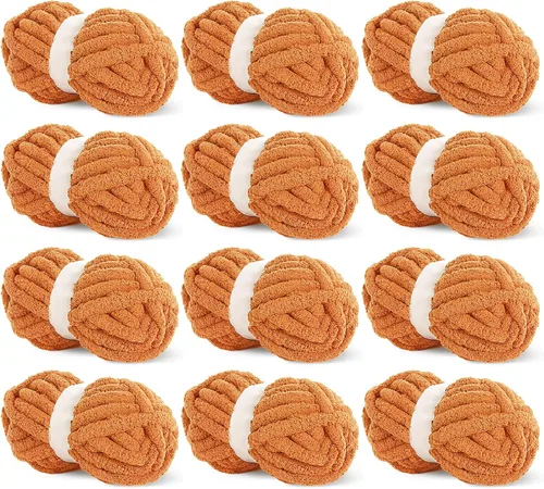 Miniatura 51 de HOMBYS Hilo de Chenille Grueso Carbón para Crochet, Hilo Grueso Espeso y Esponjoso para Tejer, Hilo Súper Grueso para Tejer Mantas a Mano, Hilo