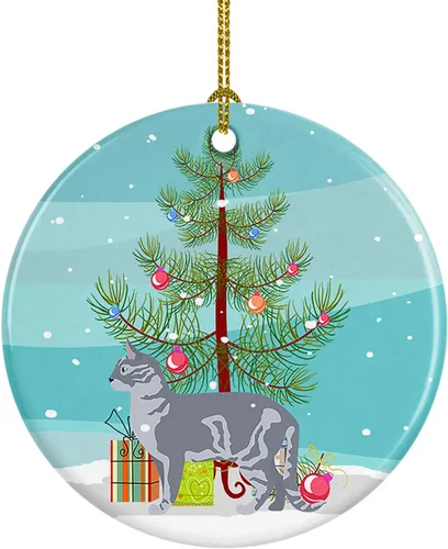 Miniatura 169 de Caroline's Treasures Adorno de cerámica con texto en inglés "Merry Christmas" para colgar en el árbol de Navidad, decoración para el hogar, Navidad