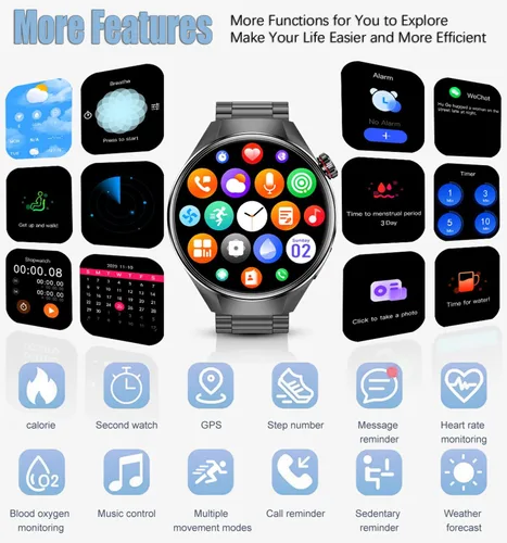 Miniatura 7 de Reloj inteligente para hombre, 1.75 pulgadas, AMOLED, Bluetooth, llamadas, frecuencia cardíaca y oxígeno en sangre, monitor de sueño, rastreador