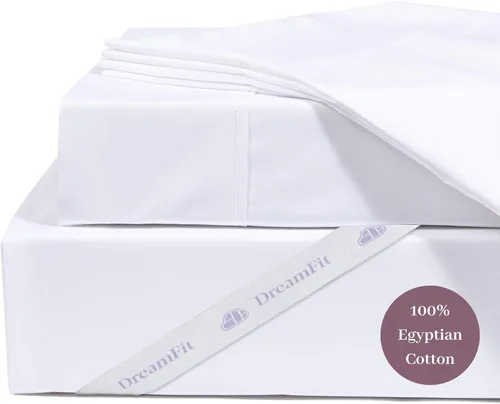 Miniatura 6 de DreamFit DreamCool Juego de Sábanas de Cama Refrescantes de 100% Algodón Egipcio con Correas Elásticas en las Esquinas 400 Hilos Bolsillo Extra