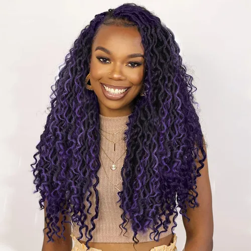 Miniatura 36 de Goddess Locs - Cabello de ganchillo de 8 pulgadas, 6 paquetes de rastas sintéticas de cabello de ganchillo para mujeres negras, cabello suave 1b