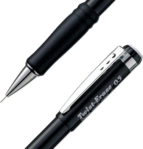 Miniatura 3 de Pentel Portaminas de 0.020 in Twist Erase III, borrador de torsión, mina HB de polímero súper alta precargada, barril negro, paquete de 3