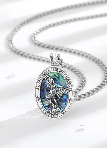 Miniatura 72 de CELESTIA Medallas de plata de ley 925 San Miguel/San Cristóbal/San Benito/San Gabriel/Virgen María/Jesús/Caravaca/Metatrón/Sello de los Siete