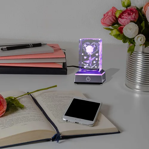 Miniatura 7 de YWHL Cristal romántico grabado en 3D con texto en inglés "I Love You", regalos para su novia, esposa, en aniversario, día de la madre, regalos
