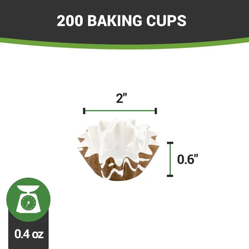 Miniatura 12 de Restaurantware Panificio - Tazas para hornear de 0.4 onzas, 200 forros acampanados para magdalenas, cajas de papel marrón y blanco congelables