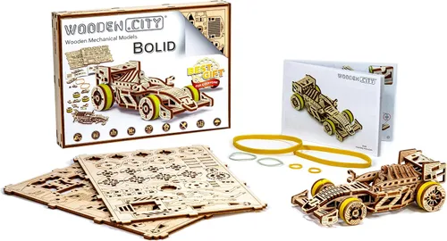 Miniatura 7 de WOODEN.CITY Bolid - Rompecabezas de madera 3D para adultos, construye tu propio auto de carreras con motor de banda de goma