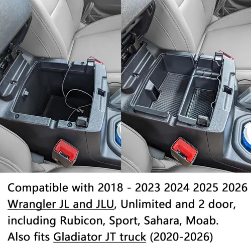 Miniatura 3 de EDBETOS Bandeja organizadora de consola central compatible con Jeep Wrangler JL/JLU 2018-2021 2022 2023 2024 Accesorios Jeep Gladiator JT Truck