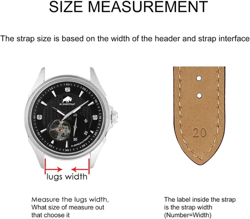 Miniatura 5 de BISONSTRAP Correa de reloj de cuero de 0.709 in, 0.748 in, 0.787 in, 0.827 in, 0.866 in, 0.906 in, 0.945 in, correas de reloj antiguas para hombres