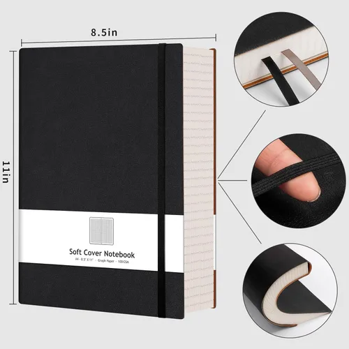 Miniatura 4 de AHGXG Cuaderno de papel cuadriculado - Cuaderno de papel de cuadrícula tamaño A4 grande 8.5''×11'', 320 páginas de diario grueso, papel cuadriculado