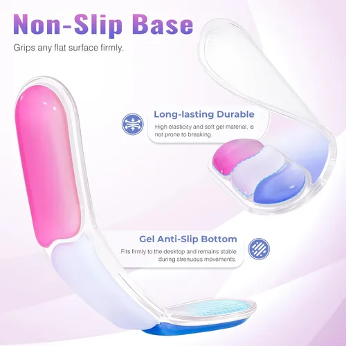 Miniatura 4 de Ospelelf Juego de alfombrilla de mouse con reposamuñecas de gel ergonómico para teclado, soporte de muñeca con parte inferior de goma Rosa y azul