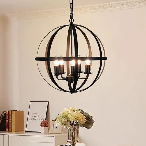 Miniatura 9 de DLLT - Lámpara colgante de globo vintage, negro mate, 1 luz, base E26, ideal para comedor, isla de cocina, sala de estar, oficina en casa
