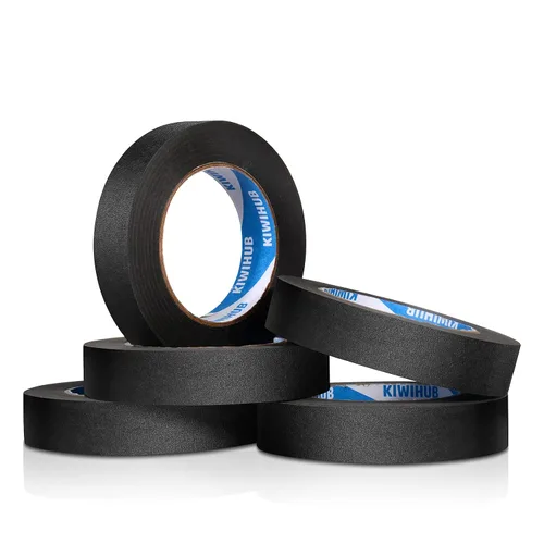Miniatura 19 de Cinta de Pintor Negra, 1" x 60 Yardas x 10 Rollos (600 Yardas en Total) - Cinta de Enmascarar de Adhesión Media para Pintura, Etiquetado, Negro