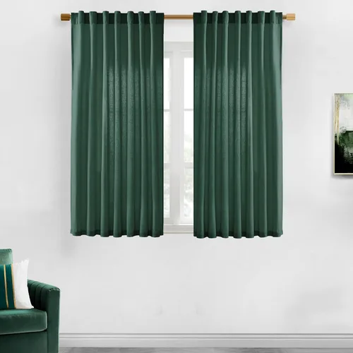 Miniatura 63 de XTMYI - Cortinas transparentes de 54 pulgadas de largo, juego de 2 paneles para baño, cortinas cortas de lino y algodón con semi privacidad