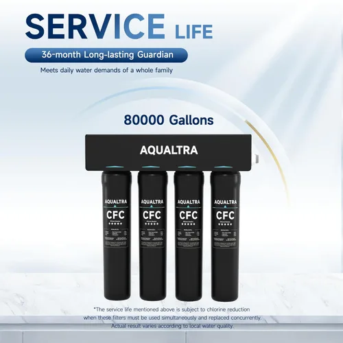 Miniatura 8 de AQUALTRA USF-4B-15 Sistema de filtro de agua para debajo del fregadero, comercial de 80 K Gal, filtro de 0.5 μm que reduce PFOA, PFOS, cloro, plomo