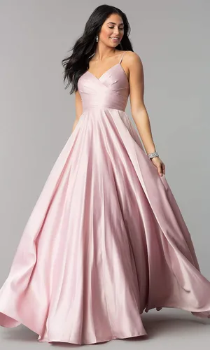 Miniatura 3 de Vici Gowner Vestido de fiesta formal de noche con cuello en V plisado para mujer con tirantes delgados vestido largo de fiesta