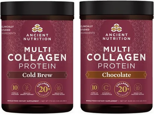 Ancient Nutrition Proteína en polvo de péptidos de colágeno múltiple, infusión fría, 40 porciones + múltiples péptidos de colágeno en polvo,